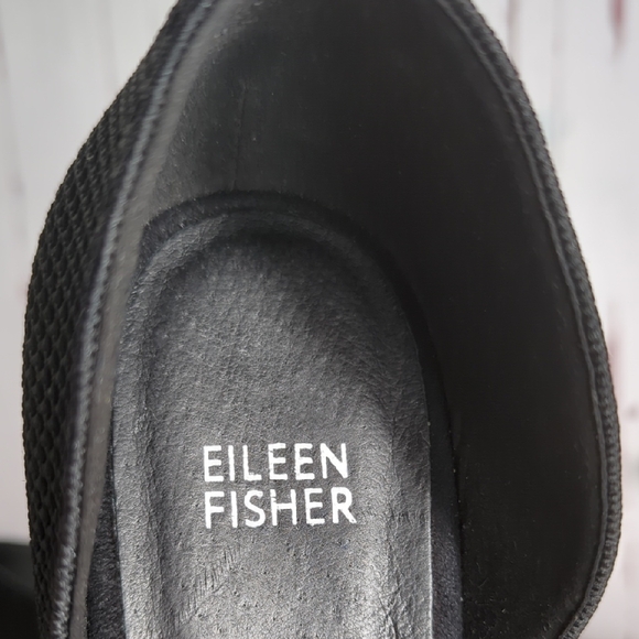 Eileen Fisher Black Hallo Knit D'Orsay Pumps Almond Toe 10 Minimal Quiet Luxury - Picture 11 of 16